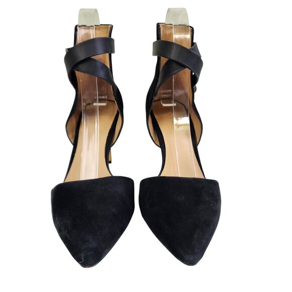 Joes Jeans Womens Laney Heels Size 7 Black Suede Leather Ankle Wrap Classic Sexy - Picture 2 of 9